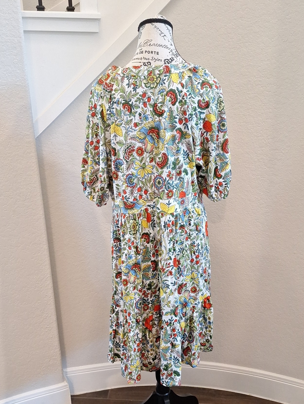 Boden Piper Fruit Print Short Sleeve Tiered Hem Cotton Blend Jersey Dress Sz 12 - Picture 8 of 14